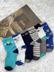 Kit Up To 12 Pairs Of Boys' Socks For Children Colorful, Fun, Comfortable Socks, Beautiful And Varied Colors And Prints - Nhiều màu - Xem 5