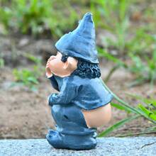 1 pièce Figurine décorative d'un nain mignon aux fesses nues, l'air timide et se couvrant la bouche tout en souriant. Convient pour la décoration de la chambre, de la voiture, des toilettes, les décorations d'anniversaire intéressantes, la décoration de la chambre et de la salle de bain, du salon, de la cour, du bureau, de l'étagère, du cabinet d'affichage. Meilleurs cadeaux pour les amis et décorations extérieures.