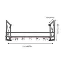 Eatssode Portabottiglie da parete con portabicchieri, portabottiglie in legno, portabottiglie da parete industriale per sala da pranzo, bar, cucina