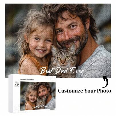 1 pieza Rompecabezas personalizado con foto - Diseños personalizados de familia, mascotas y viajes - 70/100/300/500/1000 piezas - Rompecabezas de madera de alta calidad para el Día de la Madre, Día del Padre, cumpleaños y bodas - Crea tu propio rompecabezas de recuerdos, regalo perfecto para seres queridos, decoración del hogar, sala de estar, regalo personalizado para papá