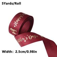 5 Yards/Roll Birthday Satin Ribbon Bowknot 1 Inch Wide, Pink & Red Color, DIY Handmade Rose Bouquet, Wedding Party Decor, Gift Boxes, Mother's Day Gifts - Multicolor - View 14