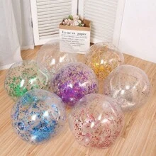 1pc PVC Inflatable Glowing Colorful Beach Ball, Beach Toy For Family Party Decoration & Swimming Pool - Multicolor - View 8