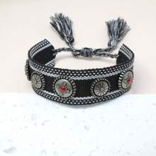 1 件朋克复古手工可调节手链，适合男女，适合节日、派对、旅行 - 黑色 - 查看 7