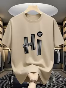 Men's Crew Neck Short Sleeve T-Shirt, Minimalist & Fashionable, Suitable For Summer