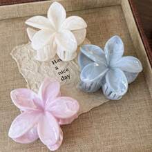 Pinzas para el cabello con diseño de flores y patrón de remolino de leche de mármol (cada pinza tiene una ligera variación en el patrón de textura, normal) Pinzas para el cabello, accesorios de playa - Multicolor - Ver 1