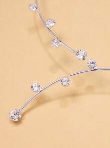 1pc New Metal Collar Necklace, Minimalist Design, Rhinestone Water Drop Pendant, Unique Accessory - Geometry - View 7