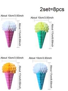 4pcs/8pcs Random Mixed Colorful Plush Ice Cream & Honeycomb Ball Keychains/Bag Charms - Multicolor - View 4