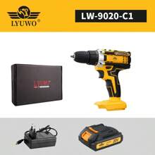 LYUWO Herramienta eléctrica LYUWO, Taladro eléctrico recargable de ión de litio de 21V, regulación de dos velocidades, rotación horaria y antihoraria, lámpara LED, posicionamiento de perforación preciso, peso ligero, fácil operación, durabilidad, equipado con batería de litio de gran capacidad, se presenta como regalo con dos brocas de taladro, apto para el hogar y la industria artesanal.
