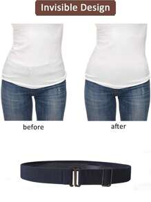 1/2件装 女士隐形弹力腰带 透明弹力织带腰带 平扣