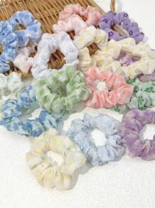 5pcs Sweet Ditsy Floral Hair Scrunchies, Chiffon Bun Holders Hair Ties, Hair Accessories - Multicolor - View 3