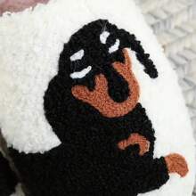 Women's Casual Thermal Lined Slippers With Strawberry Embroidery, Fashion House Slippers For Autumn/Winter