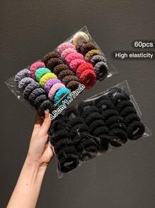 60 件女士厚实坚固发圈，多种颜色，简约设计，适合日常使用和礼物 - 彩色 - 查看 5
