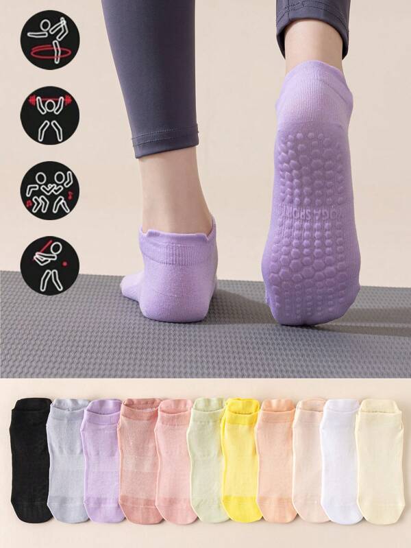 1/3/6/8 Pairs/Pack Random Models Women's Spring And Summer Thin Breathable Sports Non-Slip Sports Socks Macaron Color Suitable For Yoga Pilates Non-Slip Silicone Socks Home Fitness Running Socks Short Socks
