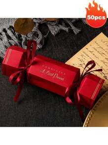10 件糖果形礼盒，派对礼盒带丝带糖果盒，适用于婚礼情人节新娘送礼会生日派对 - 彩色 - 查看 23