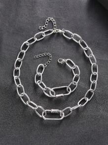 铝合金嘻哈街头风格项链和手链首饰套装，男女情侣配饰 - 項鍊 - 查看 9