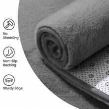 Treeboy Plush Rugs Living Room - Grey Area Rugs For Bedroom Faux Rabbit Fur Rug Large Rug, Anti Slip Rug Large Floor Carpet Short Pile Area Rug For Living Room, Bedroom - Dark Grey - View 5