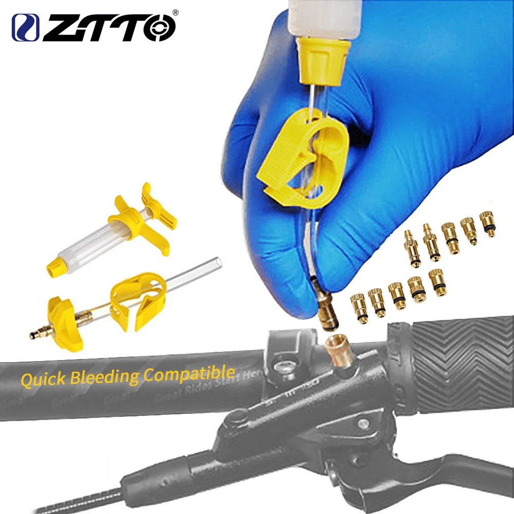 Kit de sangrado de frenos hidráulicos de bicicleta ZTTO, aceite mineral universal de relleno DOT, conector de borde, herramientas de reparación profesionales para MTB