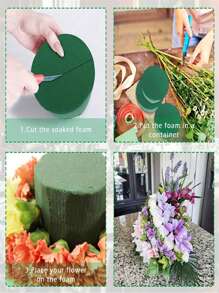 10/20 Pcs Green Floral Foam, Round Floral Foam Bricks, Dry Flower Floral Foam Blocks, Fresh Flower Floral Foam, DIY Flower Arranging Supplies, Suitable For Wedding And Holiday Party Decoration, Round Flower Foam Exclusive Flower Buckets, Flower Foam Blocks, Flower Arranging Bases, Sponge Flower Foam, Floral Foam Bouquet Materials