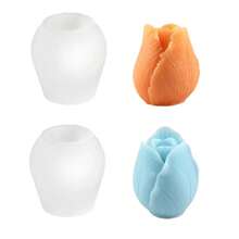 2 piezas de molde de silicona con forma de flor de tulipán, de uso múltiple - Blanco - Ver 3