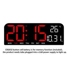 1 stuk 10-inch LED digitale wandklok, digitale wekker voor de slaapkamer met groot display, temperatuur/aftellen/automatisch dimmen/snooze-functie - 12/24 uur, moderne digitale wandklok, cadeau voor verjaardag, afstuderen, kamerdecoratie, wandklok, slaapkamerdecoratie, slaapzaaldecoratie, terug naar school, schooldecoratie, schoolverrassing