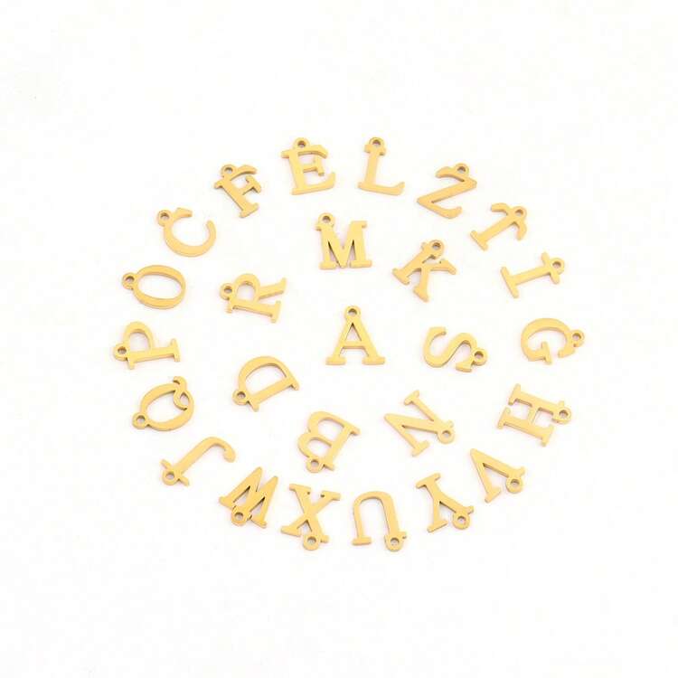 1pc Classic Initial Pendant Hollow Double Heart Golden Stainless Steel Bead Chain Necklaces For Women - Yellow Gold - View 4