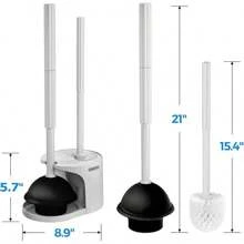 FORASTO 2 In 1 Toilet Plunger And Brush Set,Extended Handle Plunger,Toilet Bowl Brush Plunger Set,Bathroom Cleaning Tools ,Toilet Brush Plunger Combo,Cleaning Brush,Bathroom Cleaning Supplies - 淺灰色 - 查看 8