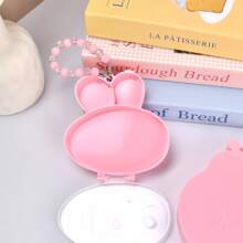 1PC Chic - Organizer na biżuterię z koralików w kształcie królika, owada, grzyba z uroczym kwiatowym zdobieniem - przenośne pudełko do przechowywania akcesoriów do włosów, kosmetyków i małych przedmiotów z polerowanym wykończeniem, wielofunkcyjny plastikowy pojemnik