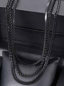 3 Stücke/Set Herrenkette aus Edelstahl, Schlüsselbein-Kette, Twist-Halskette, Accessoires für den täglichen Gebrauch