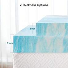 3 - Inch Queen Gel Infused Cooling Memory Foam Mattress Topper, Soft Mattress Topper For Sleeper Sofa, RV, Camper - Blue - View 3