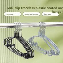 Padded Anti-Slip Clothes Hangers Thickened With Grooves, Household Non-Marking Drying Rack Garment Hanger - Black - View 1