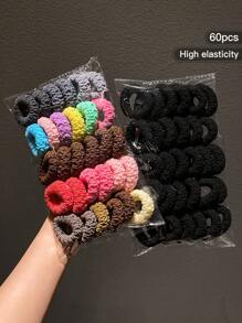 60 件女士厚实坚固发圈，多种颜色，简约设计，适合日常使用和礼物 - 彩色 - 查看 4