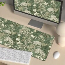 Large Extended Computer Floral Mouse Pad With Non-Slip Rubber Base, Long Gaming Mouse Mat With Stitched Edges, XL Flowers Plants Mousepad For Laptop