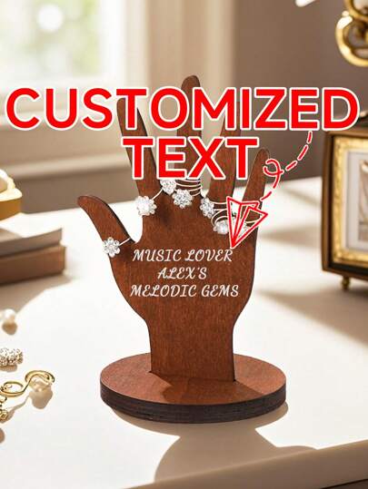 Personalized Hand Shape Display Stand With Custom Text - Elegant Jewelry Showcase For Wedding Decor, Photo Props & Boutique Display