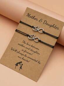 1 Pair Mother & Daughter Infinity Love Charm Bracelets - Silver - View 1