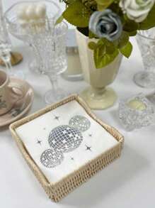 30pcs/20pcs/10pcs/1pc Disco Ball Patterned Disposable Napkins, Modern Ball Design Paper Napkins, Foil Embossed Disco Cocktail Napkins For 70s, 80s, 90s Themed Parties, Suitable For Engagement, Birthday, Graduation, Bridal Shower, Fall Decor, Halloween, Christmas - Silver - View 6