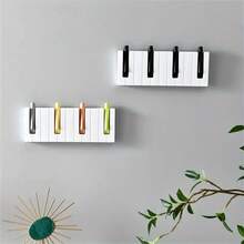 1pc Multi-Functional 4-Slot Piano-Style Key Hook Rack - Wall-Mounted, No-Drill Plastic Organizer For Keys, Clothes, Hats, Bags And Umbrellas - Great For Entryway, Bathroom And Kitchen Storage, Practical Rack - Multicolor - View 1