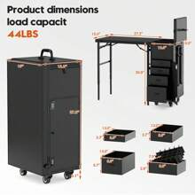 Manicure Trolley With Table, Manicure Table Foldable Traveling Nail Desk With Storage, Worktable And Mirror, Bluetooth Player Cosmetic Case Nail Table - Black-demolition Table - View 11