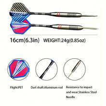 3 Pcs Stainless Steel 24G Professional Dart Set, Universal Fit For Training And Competition, Sturdy Design For Players Age 14 And Up