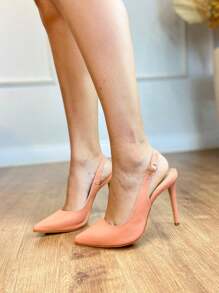 Women's Open Toe Pumps With 11cm Heel Angela Galvão 2 - Salmon - View 3