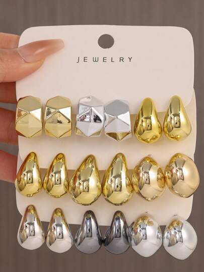 6-18 件/套彩色水滴经典时尚优雅风格，适合日常穿着、度假、休闲、派对、情侣装