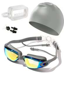 7-Color Adult Swimming Goggles Set, Anti-Fog Anti-UV Swim Glasses Unisex With Nose Clip, Waterproof And Clear Vision