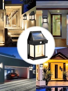 1/2 piezas Luz de pared solar con sensor impermeable, ángulo de visión de 120°, luz de pared solar, luz de pared LED con sensor de movimiento, carga automática desde el anochecer hasta el amanecer, encendido/apagado automático para jardín, camino, porche o valla exterior