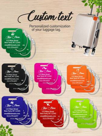 1pc /3pcs Custom Text Square Acrylic Luggage Tags, Personalized Unique Suitcase & Backpack Travel, Personalize Your Suitcases, Backpacks, And Bags With Your Text., Waterproof & Heavy Duty. For Valentine's Day, For Christmas, For Mother's Day, For Father's Day, For Graduation, For Weddings., All-Purpose, Large Capacity, Versatile, Multifunction, Colorful, Cute, Adorable, Contracted, Funny, Kawaii, Y2K, Minimalist, Commuting, Business Casual, Basics, Custom, Personalized, Unique, Customized