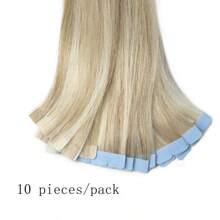 Mini Tape-In Human Hair Extensions, Double-Sided, Invisible, Seamless, Tape-In Hair, 10 Pieces/Set, Natural, Straight, Black, Brown, Blonde, 3 X 0.8 Cm, Tiny Tape-On Hair For Added Volume - S18/613 - Xem 4