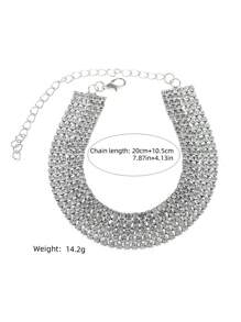 1pc Fashionable Luxury Sparkling Multi-Layer Crystal Anklet, Beach Party Foot Jewelry, Perfect Gift For Women - Silver - View 2