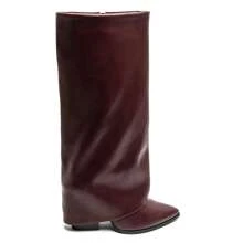 Fashionable Versatile Minimalist Solid Color Pointed Toe Thigh-High Boots - Burgundy - View 3