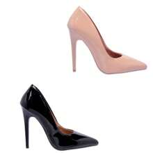 Kit 2 Pairs Women's Pumps High Heel Pointed Toe Secretary Uniform Event Wedding Bridal Shoes White Shoes - Đen/Khỏa thân - Xem 4