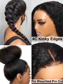 假发 Pre Everything 13x4 蕾丝前假发 预漂白 预剪 卷曲直发 人发假发 蕾丝前假发 超级安全黑色 真人耳对耳 预拔假发 UNice Hair - SNatural - 查看 3