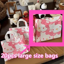 20pcs  Tote Bags - Cute Cartoon Design, Ideal For Birthday Gifts & Shopping, Plastic, White