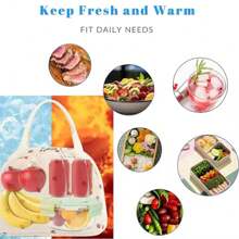 1 件大容量午餐袋，男女皆宜，可爱灯芯绒午餐手提袋，可重复使用保温午餐盒，可重复使用保温冷藏袋，适用于工作、野餐或旅行，轻便包